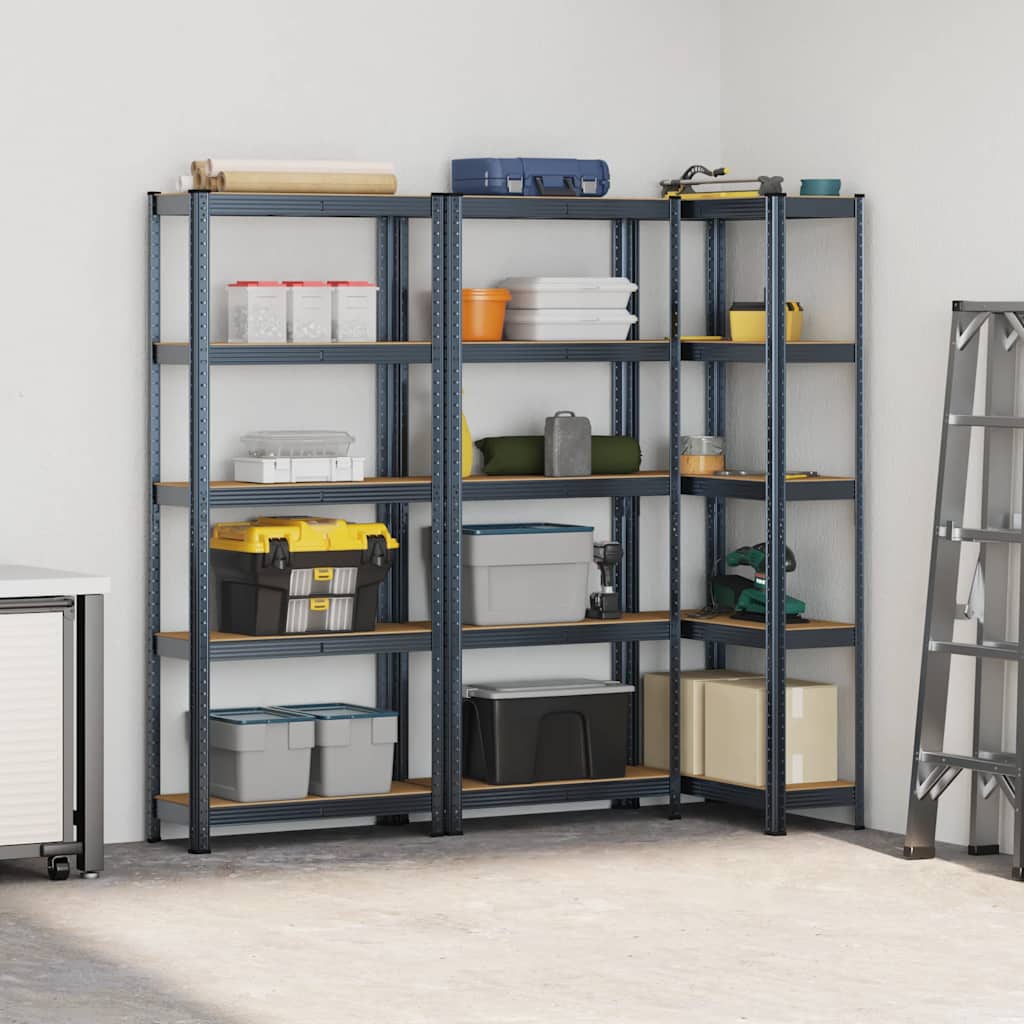 VIDAXL-Speicher 5-layer 3 St. Stahl verarbeitet Holz anthrazitfarben