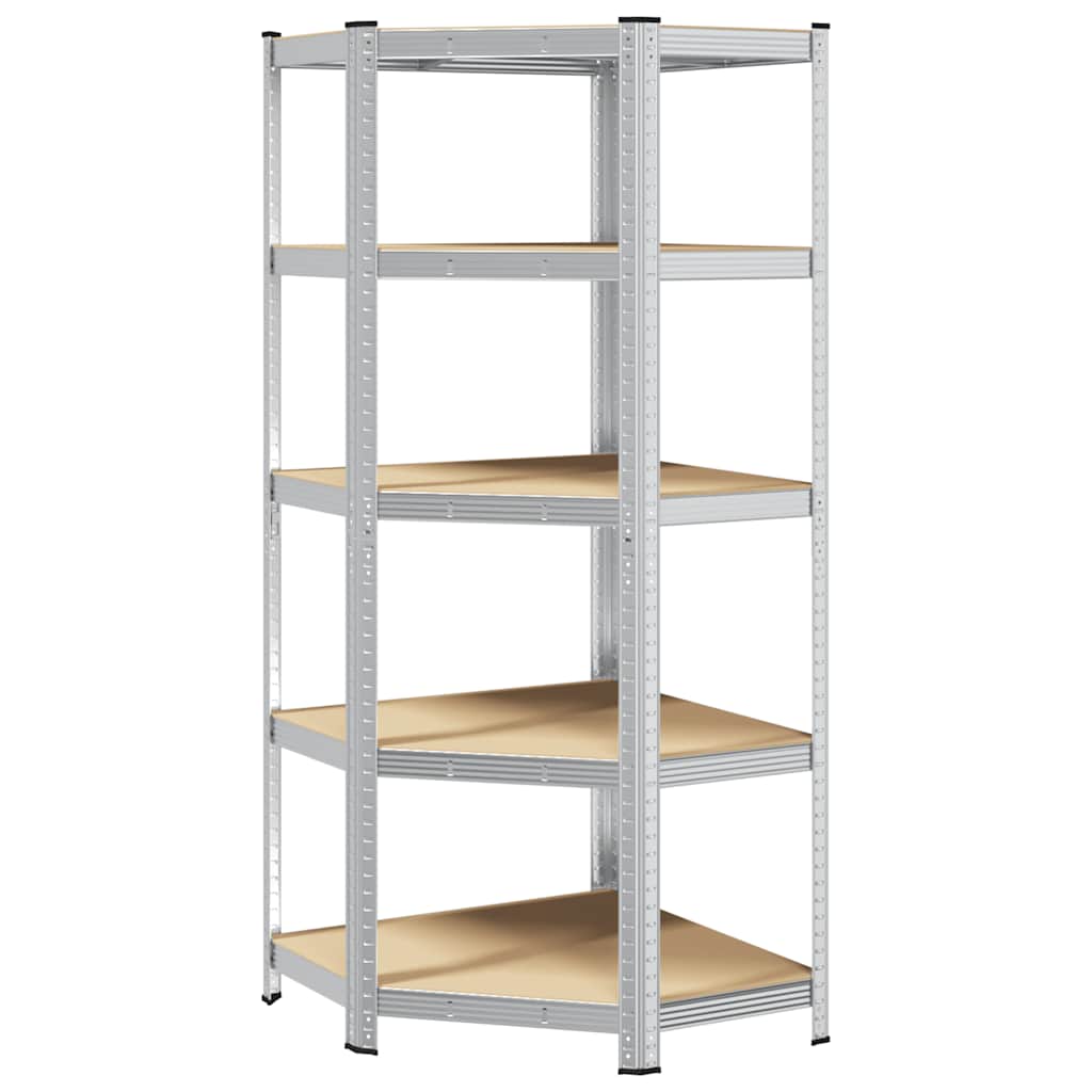 Vidaxl Eckregal 5-layer-Stahl und verarbeitetes Holz Silberfarben