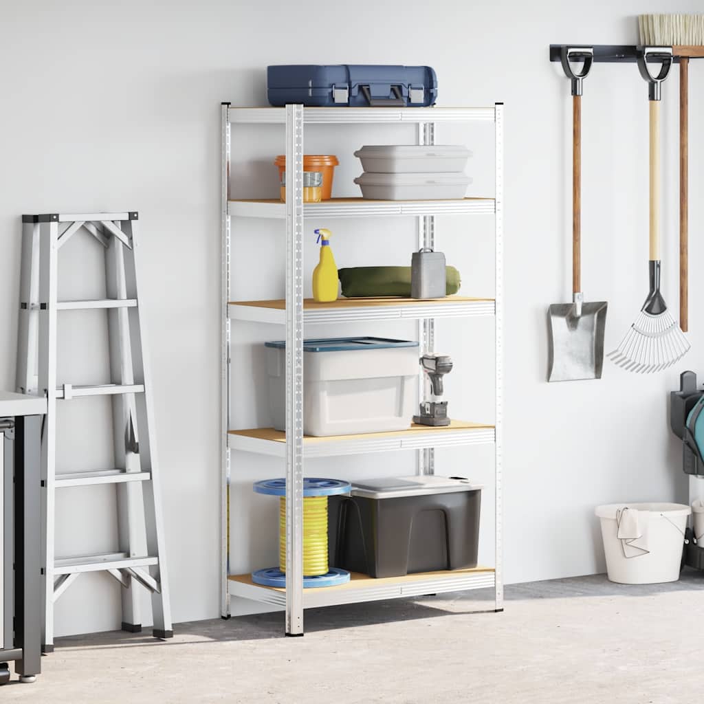VIDAXL-LAGE RARK 5-layer Stahl und verarbeitetes Holzgrau