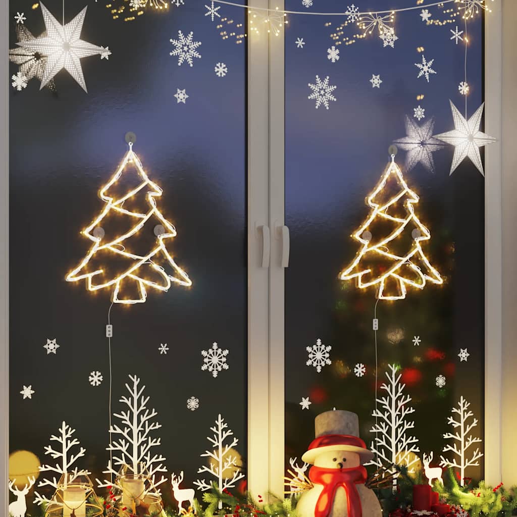 Vidaxl Weihnachtsbeleuchtung Weihnachtsbaum Silhouette 2 ST 50 LEDs warmes Weiß