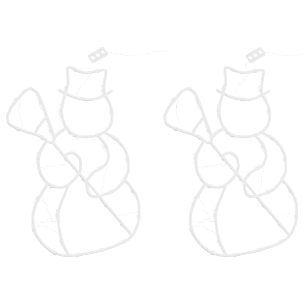 Vidaxl Weihnachtslichter Schneemann Silhouette 2 ST 35 LEDs warmes Weiß
