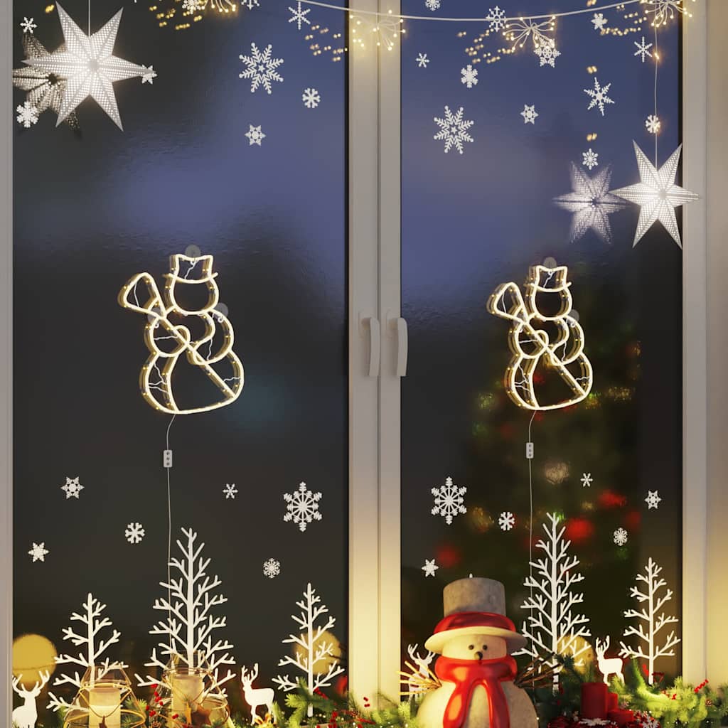 Vidaxl Weihnachtslichter Schneemann Silhouette 2 ST 35 LEDs warmes Weiß