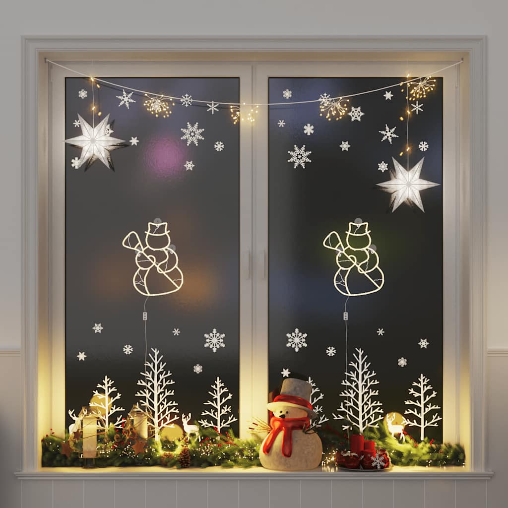 Vidaxl Weihnachtslichter Schneemann Silhouette 2 ST 35 LEDs warmes Weiß