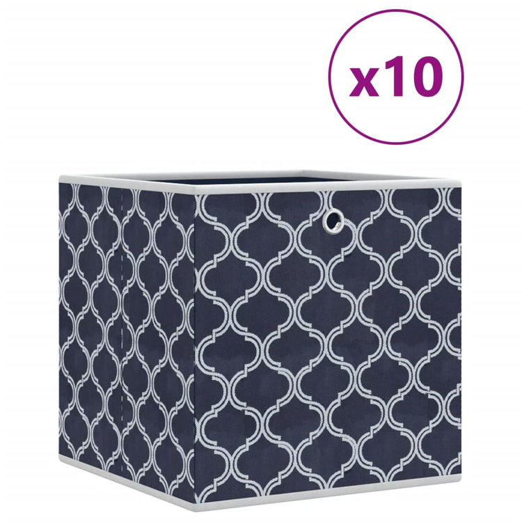 VIDAXL -Speicherboxen 10 PCs falten 32x32x32 cm nicht fester Stoff blau