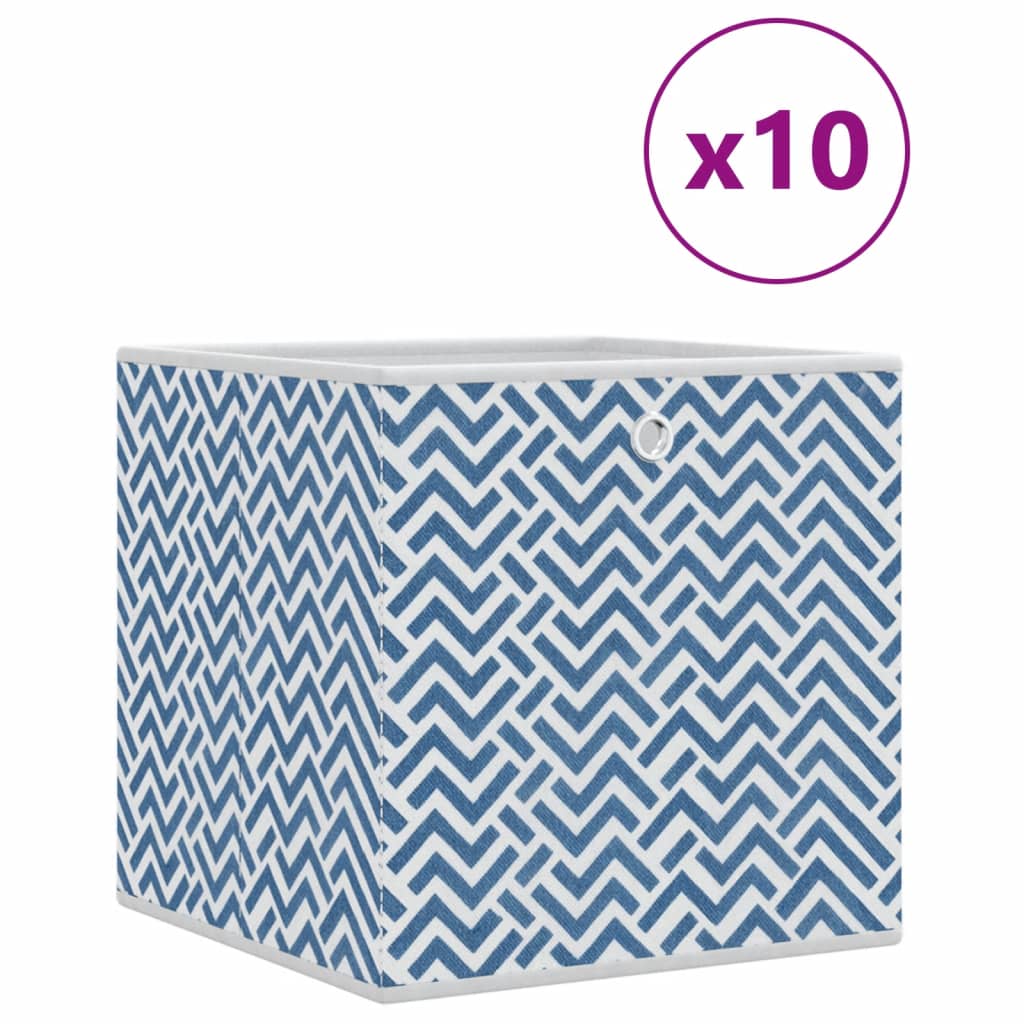 VIDAXL -Speicherboxen 10 PCs falten 32x32x32 cm nicht fester Stoff blau