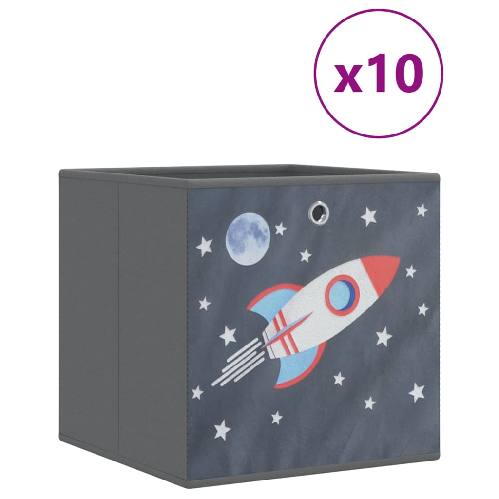 VIDAXL -Speicherboxen 10 PCs falten 32x32x32 cm Ekelhaftes Stoff grau