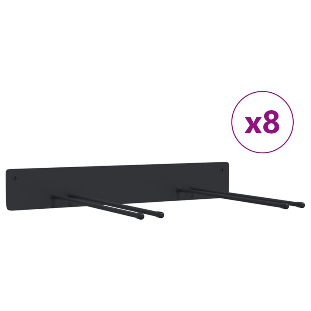 VidaXL Gartengeräteregale 8 Stück Wandmontage Stahl schwarz