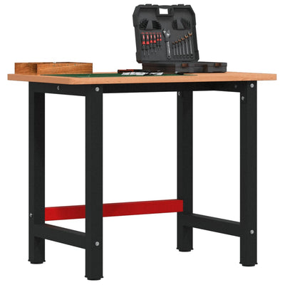 Vidaxx Werkbank rechteckig 100x60x81,5 cm massives Buchenholz