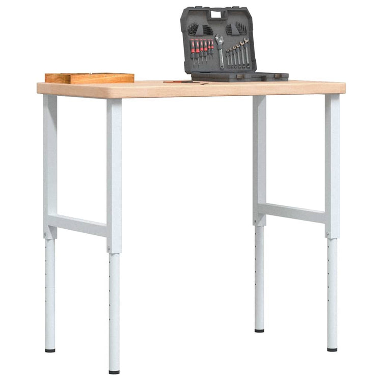 Vidaxx Werkbank rechteckig 100x60x (73-99,5) cm massive Eiche
