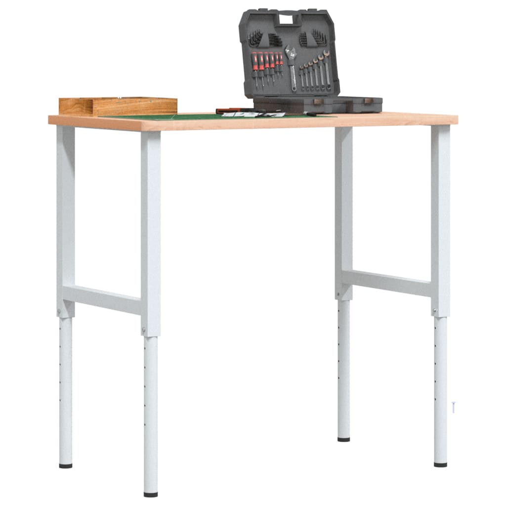 Vidaxx Werkbank rechteckig 100x60x (71,5-98) cm massives Buchenholz