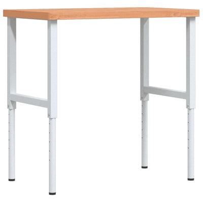 Vidaxx Werkbank rechteckig 100x60x (73-99,5) cm massives Buchenholz