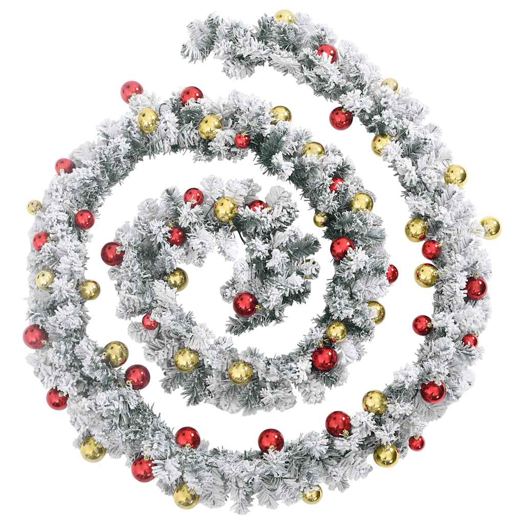 Vidaxl Weihnachtsgirlande mit Weihnachtskugeln und LED -Leuchten 5 m PVC Grün