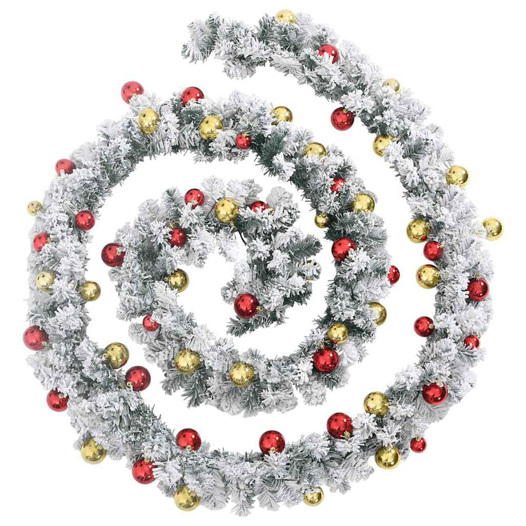 Vidaxl Weihnachtsgirlande mit Weihnachtsbällen und LED -Leuchten 10 m PVC Grün
