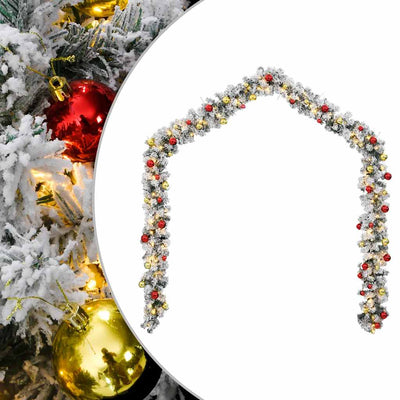 Vidaxl Weihnachtsgirlande mit Weihnachtskugeln und LED -Beleuchtung 20 m PVC Green