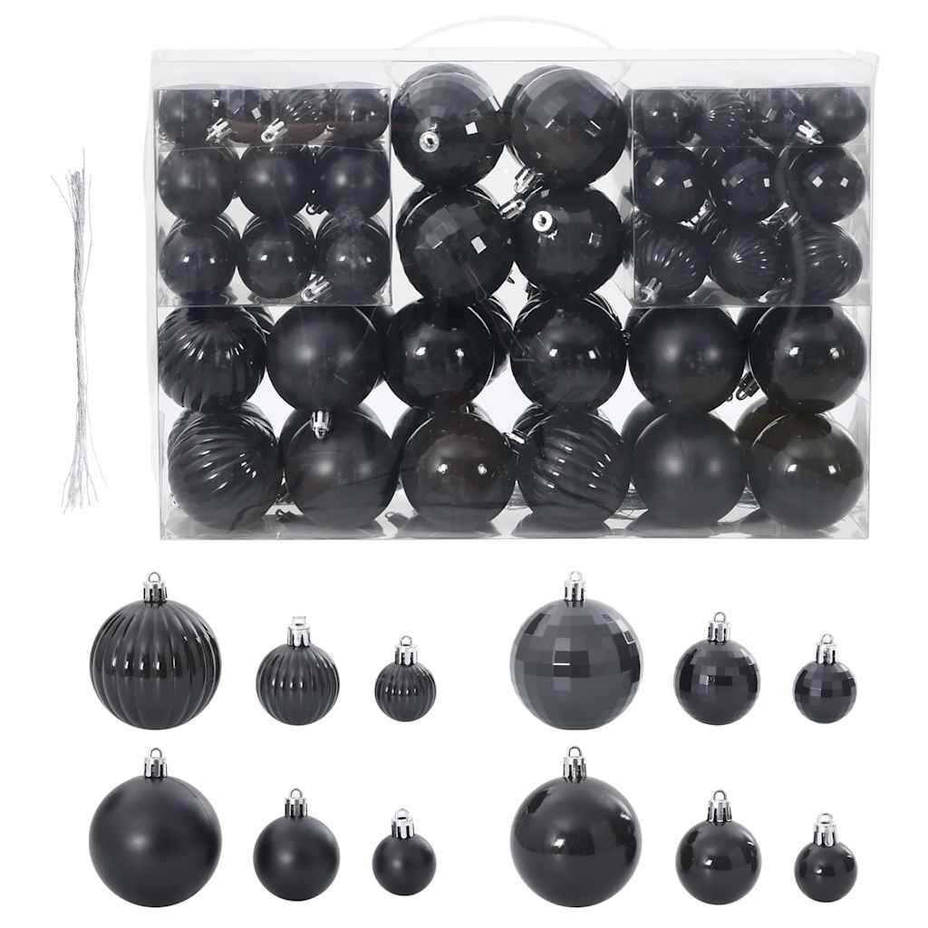 Vidaxl Weihnachtsbällchen 100 Sts Ø3 4 6 cm Schwarz
