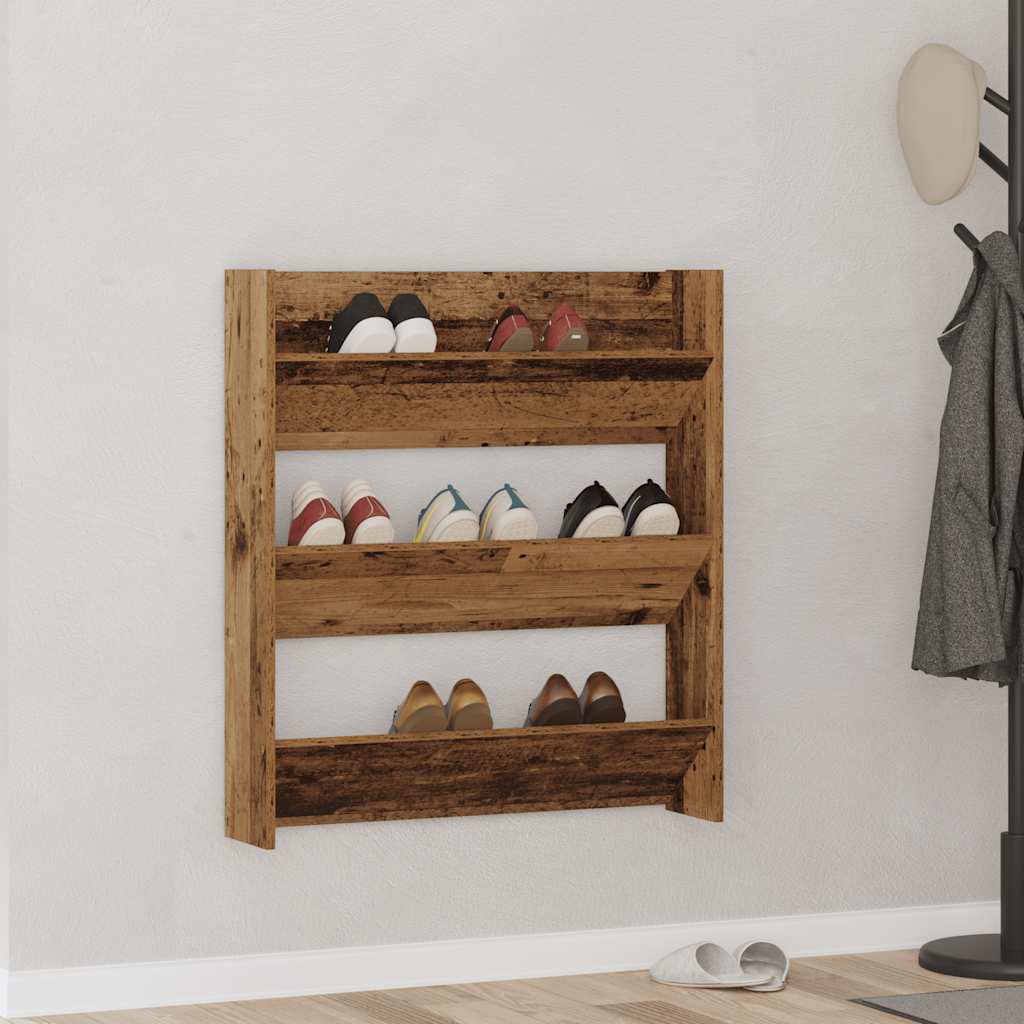 Vidaxl Wandschuhschrank 80x18x90 cm Eigenschaften Holz altes Holz gefärbt