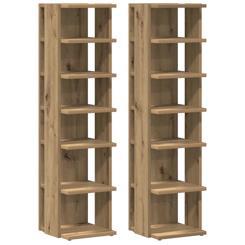VIDAXL -Schuhschränke 2 ST 28x27x102 cm verarbeiteter Holzhandwerker -Eiche