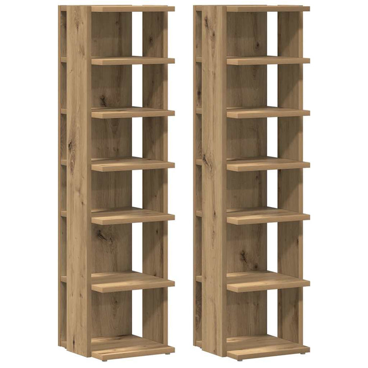 VIDAXL -Schuhschränke 2 ST 28x27x102 cm verarbeiteter Holzhandwerker -Eiche