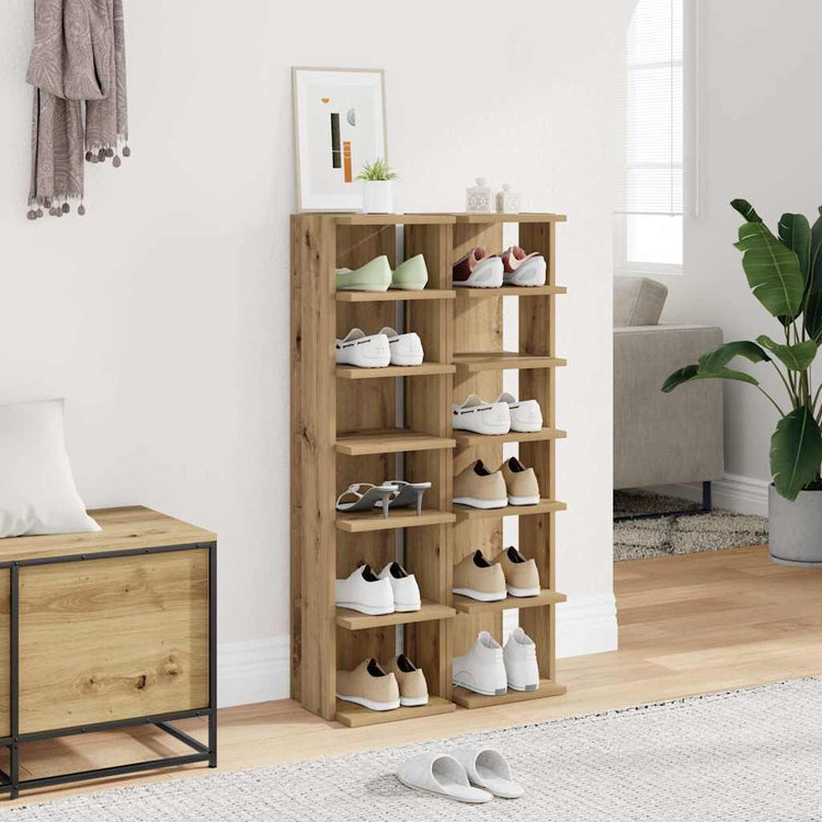VIDAXL -Schuhschränke 2 ST 28x27x102 cm verarbeiteter Holzhandwerker -Eiche
