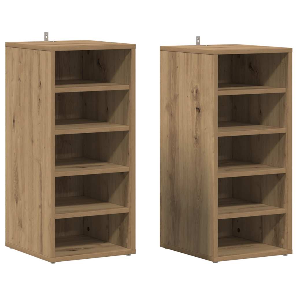 Vidaxl -Schuhschränke 2 PCs 32x35x70 cm verarbeitete Holzhandwerker -Eiche