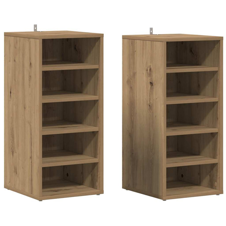Vidaxl -Schuhschränke 2 PCs 32x35x70 cm verarbeitete Holzhandwerker -Eiche