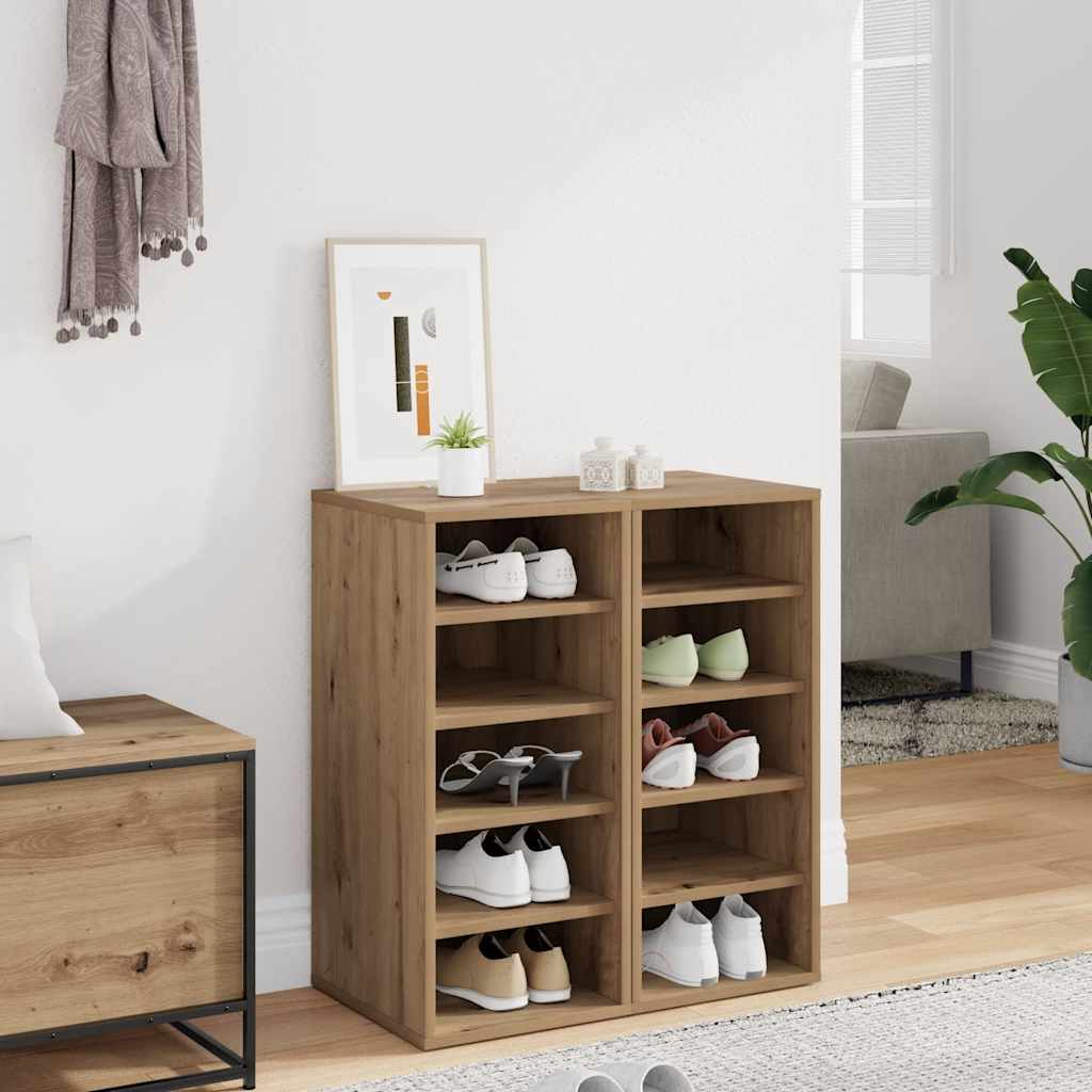 Vidaxl -Schuhschränke 2 PCs 32x35x70 cm verarbeitete Holzhandwerker -Eiche