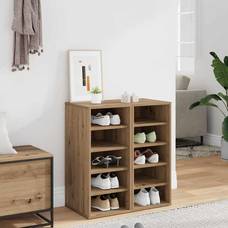 Vidaxl -Schuhschränke 2 PCs 32x35x70 cm verarbeitete Holzhandwerker -Eiche