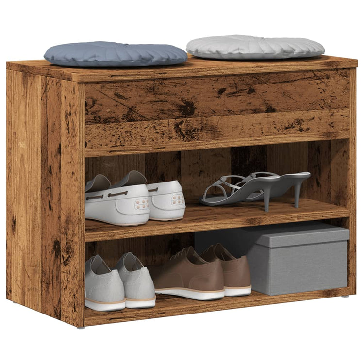 Vidaxl Schuhe Bank 60x30x45 cm verarbeitetes Holz altes Holzfarbe
