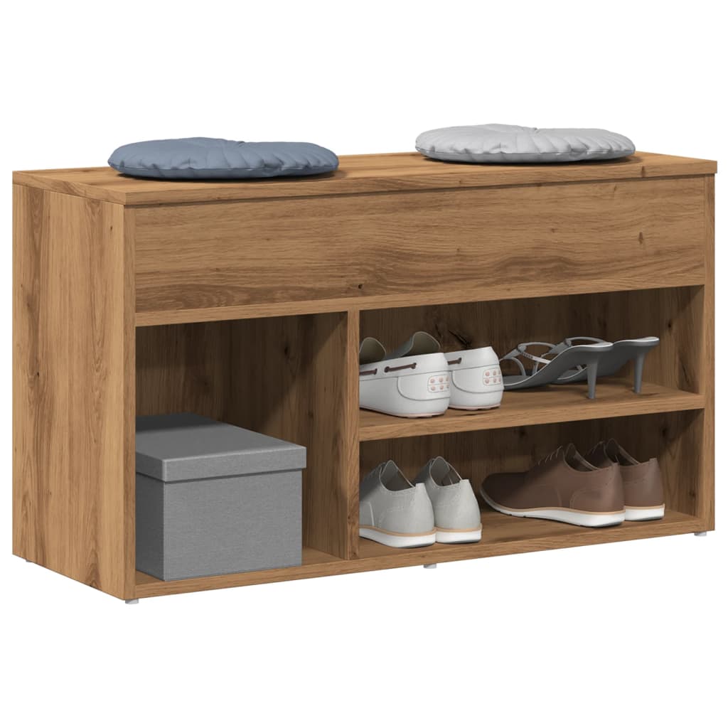 VidaXL Schuhbank 80 x 30 x 45 cm, handgefertigtes Holz, handwerkliche Eichenfarbe