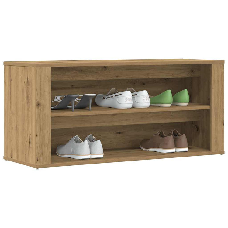 VidaXL Schuhbank 100 x 35 x 45 cm, handgefertigtes Holz, handwerkliche Eichenfarbe