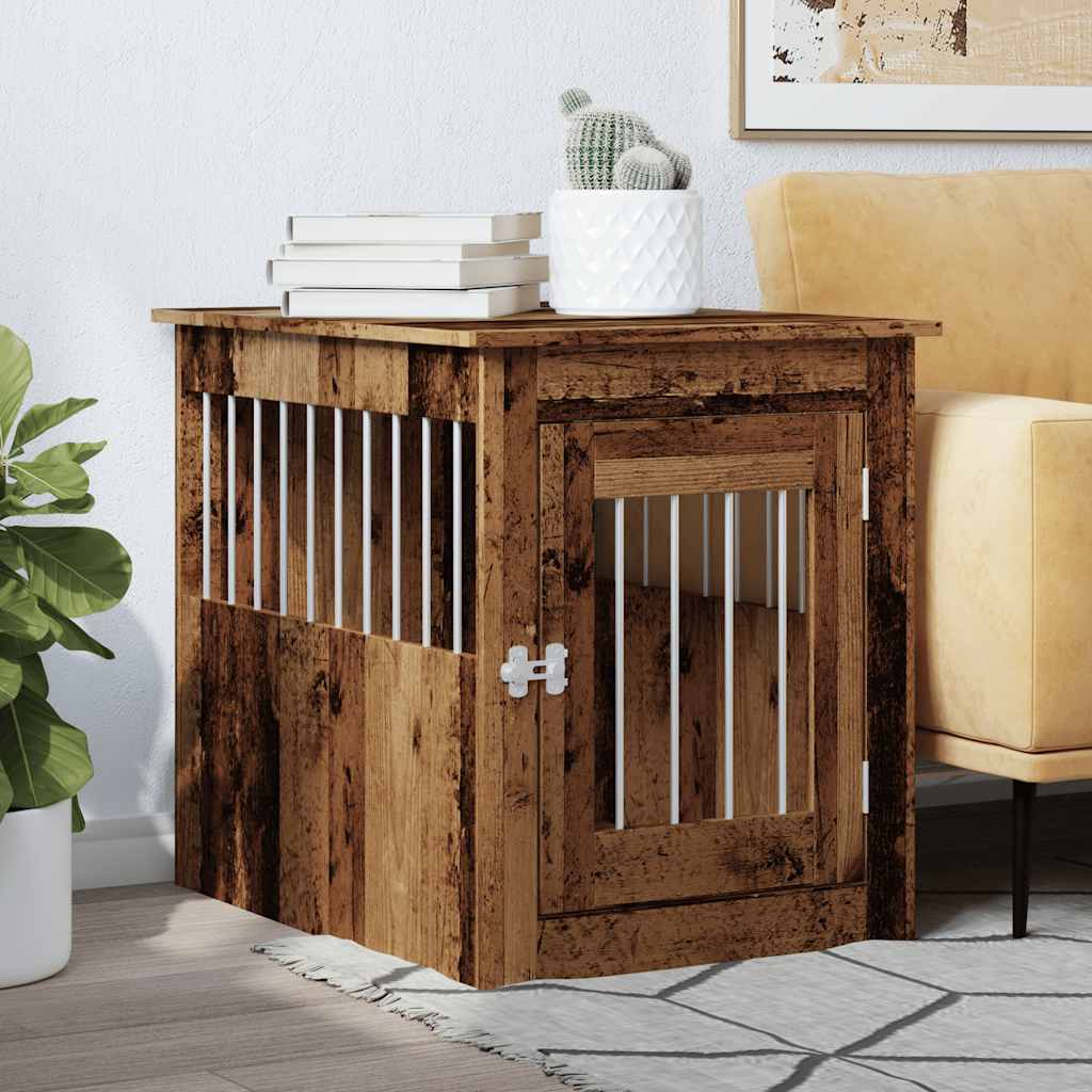 VIDAXL HONDENBENCH 55x75x65 cm verarbeitetes Holz altes Holzfarbe