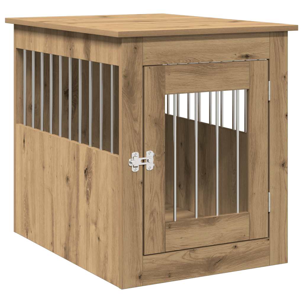 Vidaxl Hondenbench 55x75x65 cm verarbeitete Holzhandwerker -Eiche gefärbt