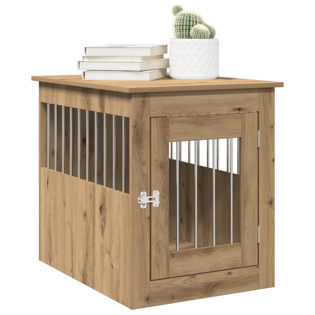 Vidaxl Hondenbench 55x75x65 cm verarbeitete Holzhandwerker -Eiche gefärbt