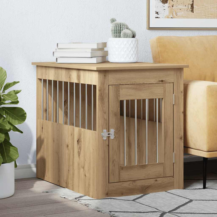 Vidaxl Hondenbench 55x75x65 cm verarbeitete Holzhandwerker -Eiche gefärbt