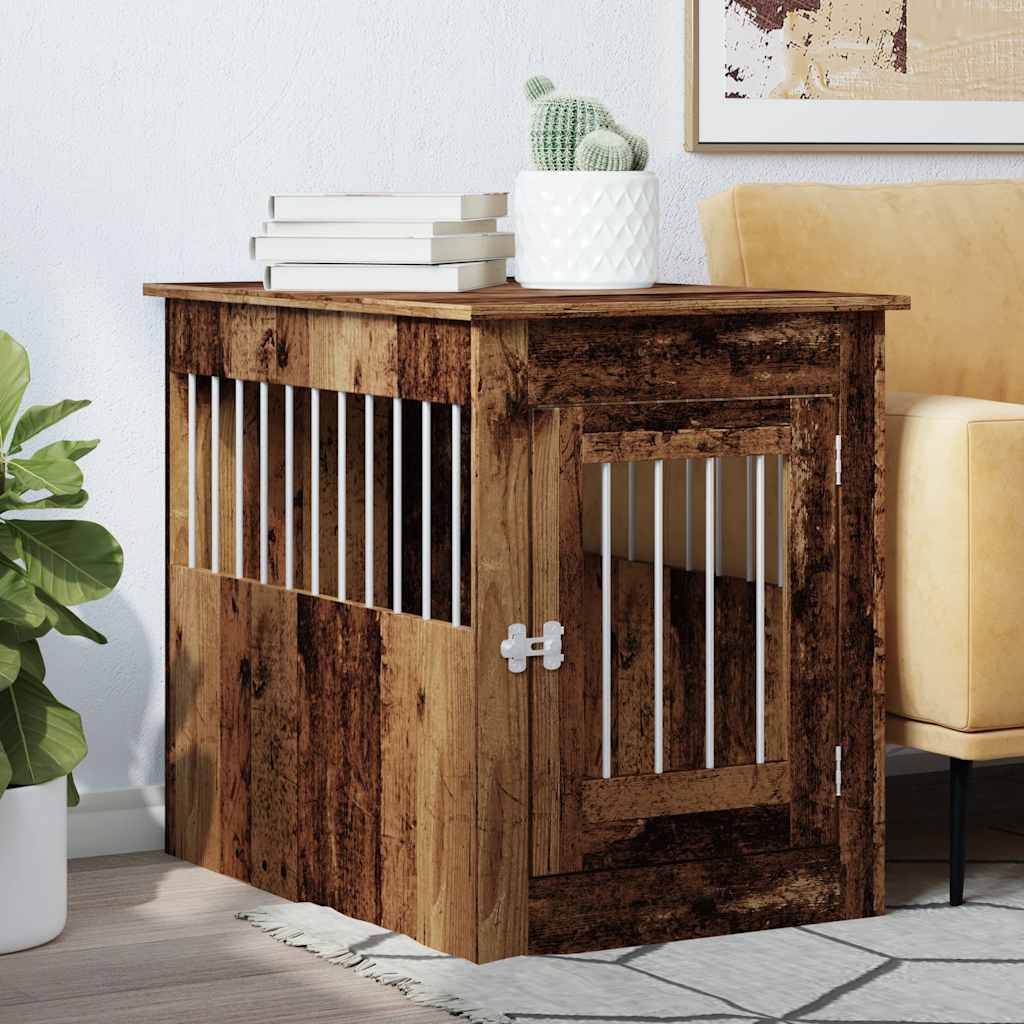 VIDAXL HONDENBENCH 55x80x68 cm verarbeitetes Holz altes Holzfarbe