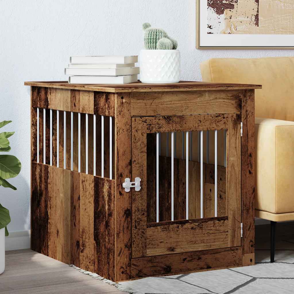 VIDAXL HONDENBENCH 64.5X80 x 71 cm verarbeitetes Holz altes Holzfarbe