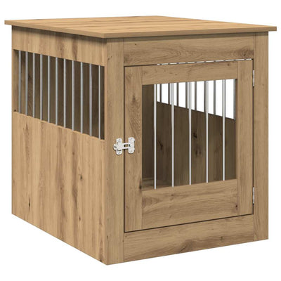Vidaxxl Hundebox 64,5 x 80 x 71 cm, handgefertigtes Holz, handgefertigte Eichenfarbe