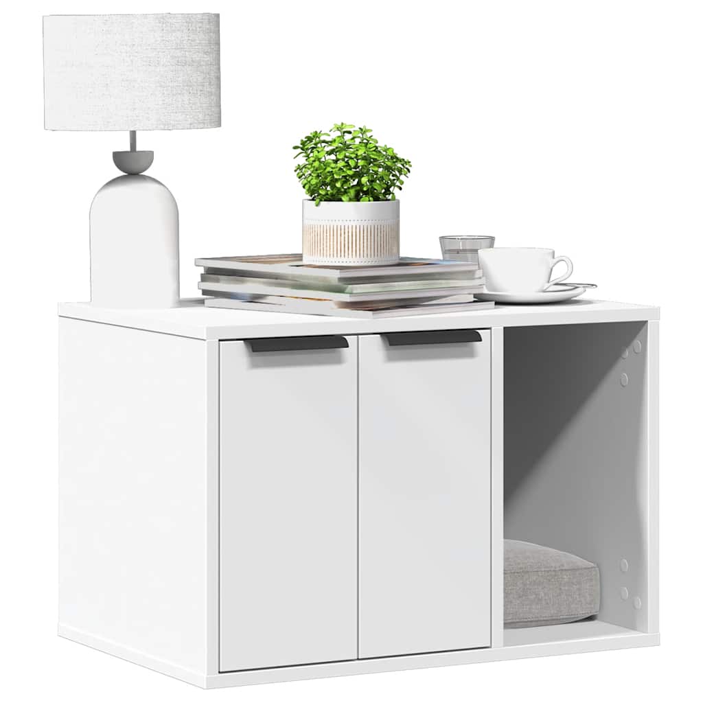 VidaXL Katzentoilette 60x40x40 cm, fertiges Holz, weiß