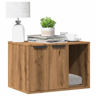 Vidaxxl Katzentoilette 60x40x40 cm aus handgefertigtem Holz, handwerklich eichenfarben