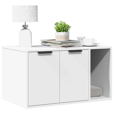 Vidaxxl Katzentoilette 80x50x45 cm, lackiertes Holz weiß