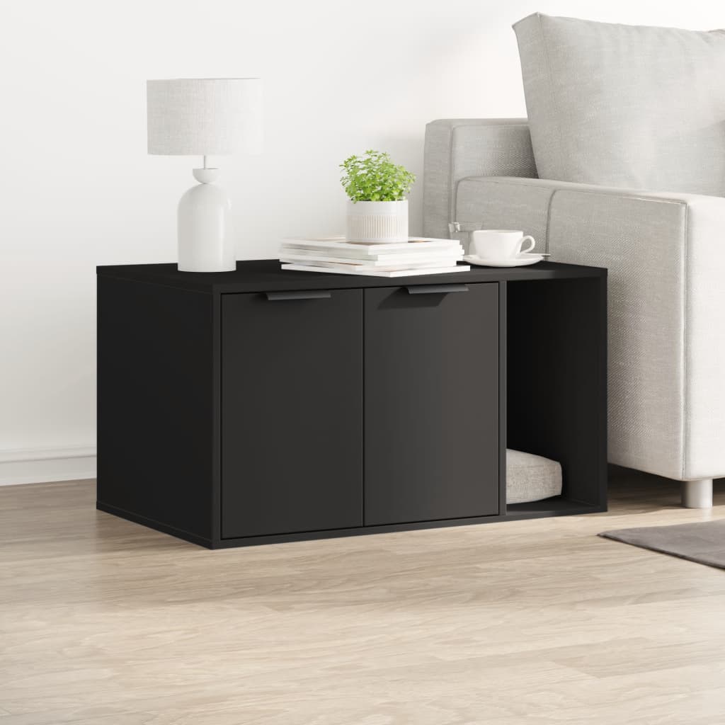 VidaXL Katzentoilette 80x50x45 cm lackiertes Holz schwarz