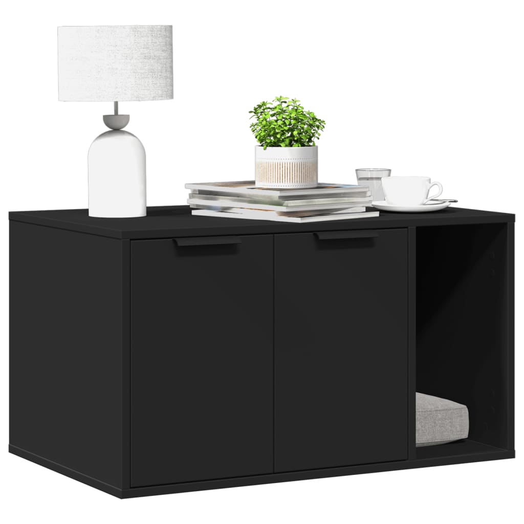 VidaXL Katzentoilette 80x50x45 cm lackiertes Holz schwarz