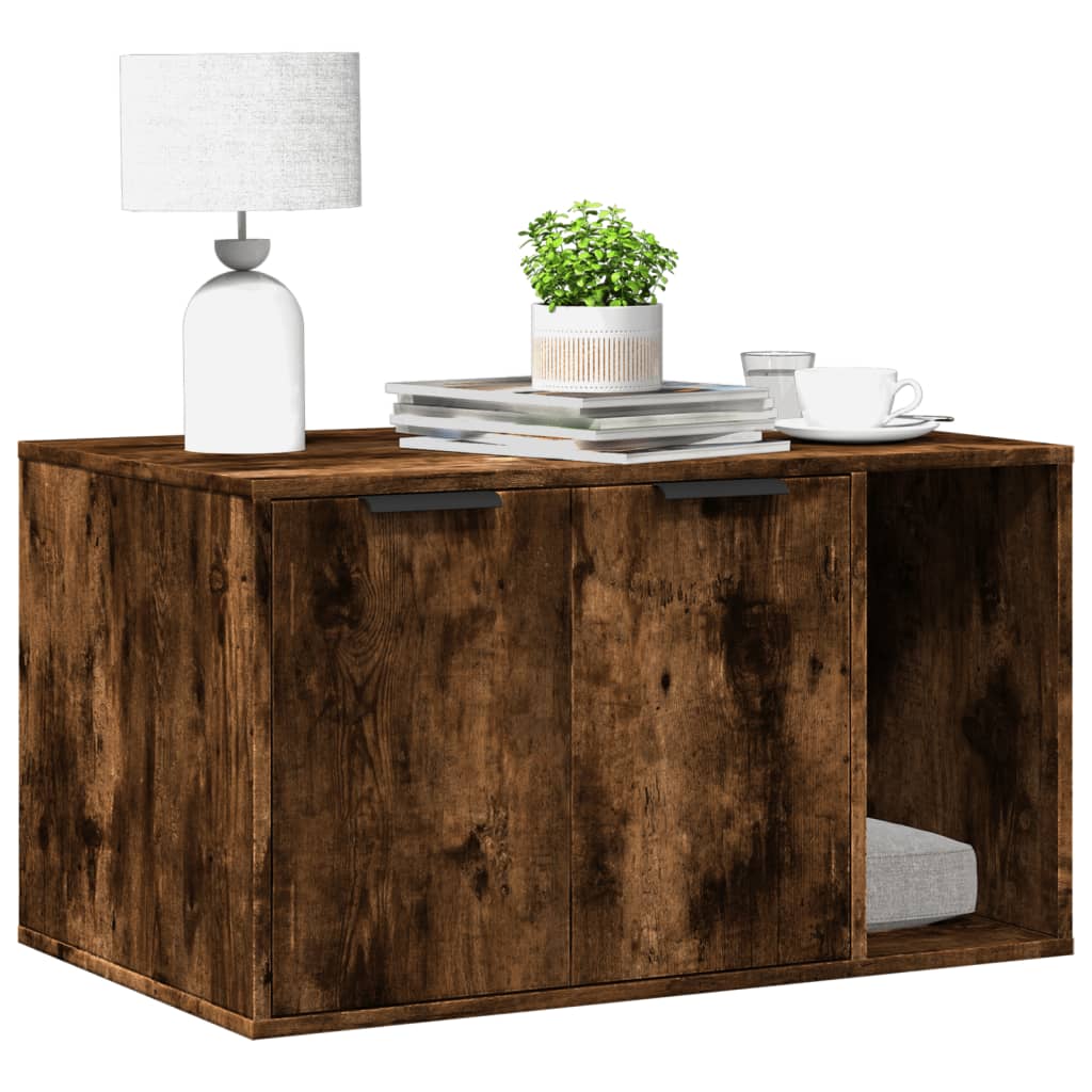 Vidaxxl Katzentoilette 80x50x45 cm verarbeitetes Holz, geräucherte Eiche