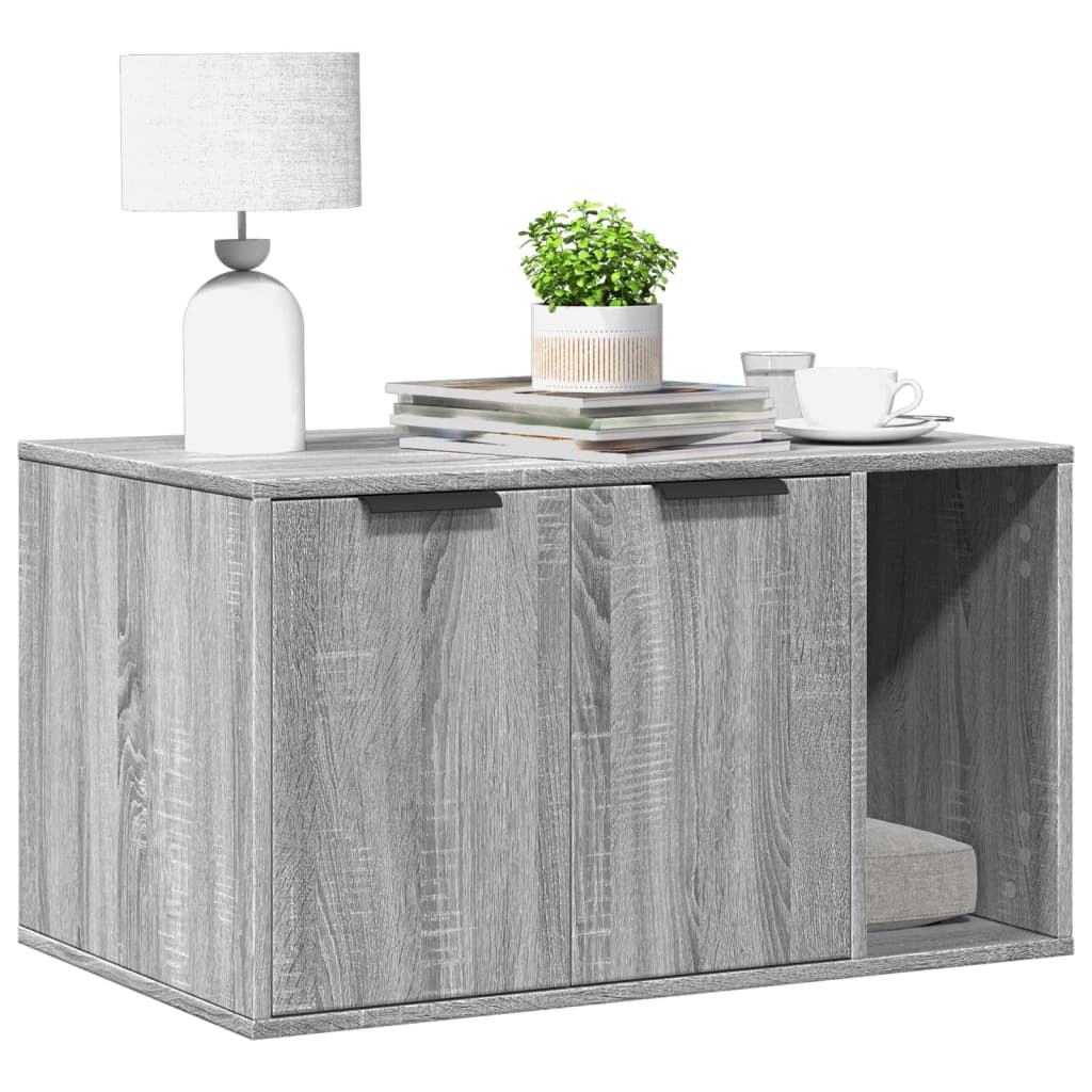 Vidaxxl Katzentoilette 80x50x45 cm, Holzwerkstoff, Farbe Sonoma-Eiche, Grau