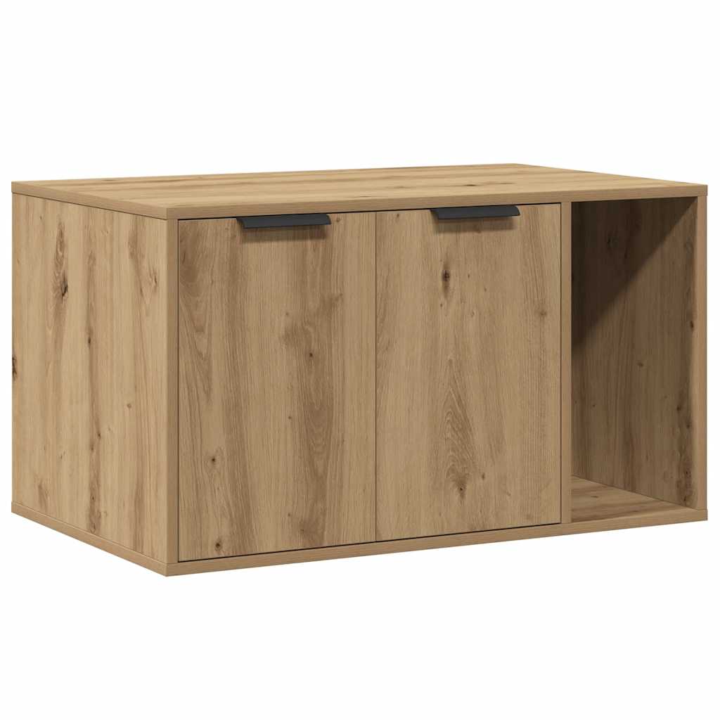Vidaxxl Katzentoilette 80x50x45 cm aus handgefertigtem Holz, handwerklich eichenfarben
