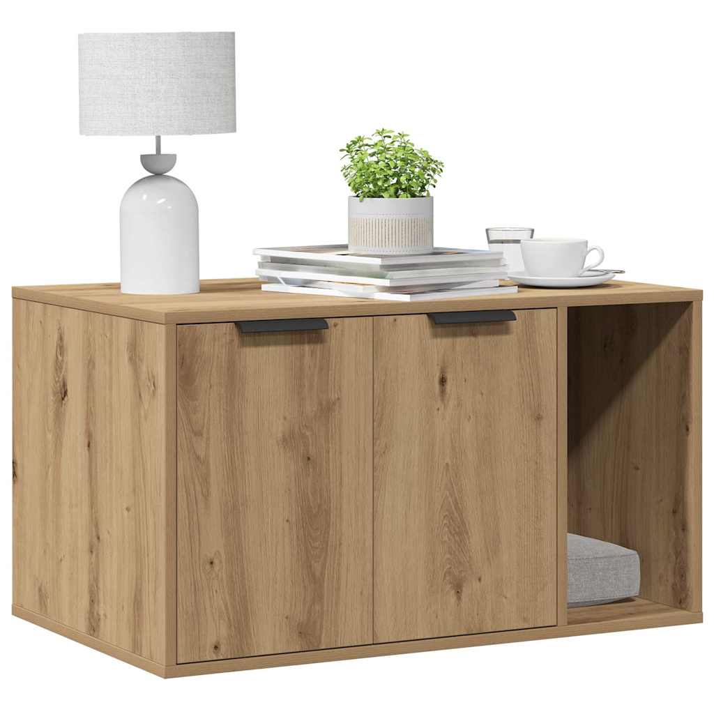 Vidaxxl Katzentoilette 80x50x45 cm aus handgefertigtem Holz, handwerklich eichenfarben