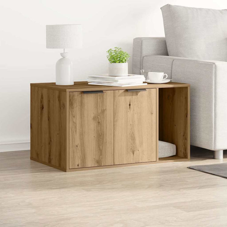 Vidaxxl Katzentoilette 80x50x45 cm aus handgefertigtem Holz, handwerklich eichenfarben