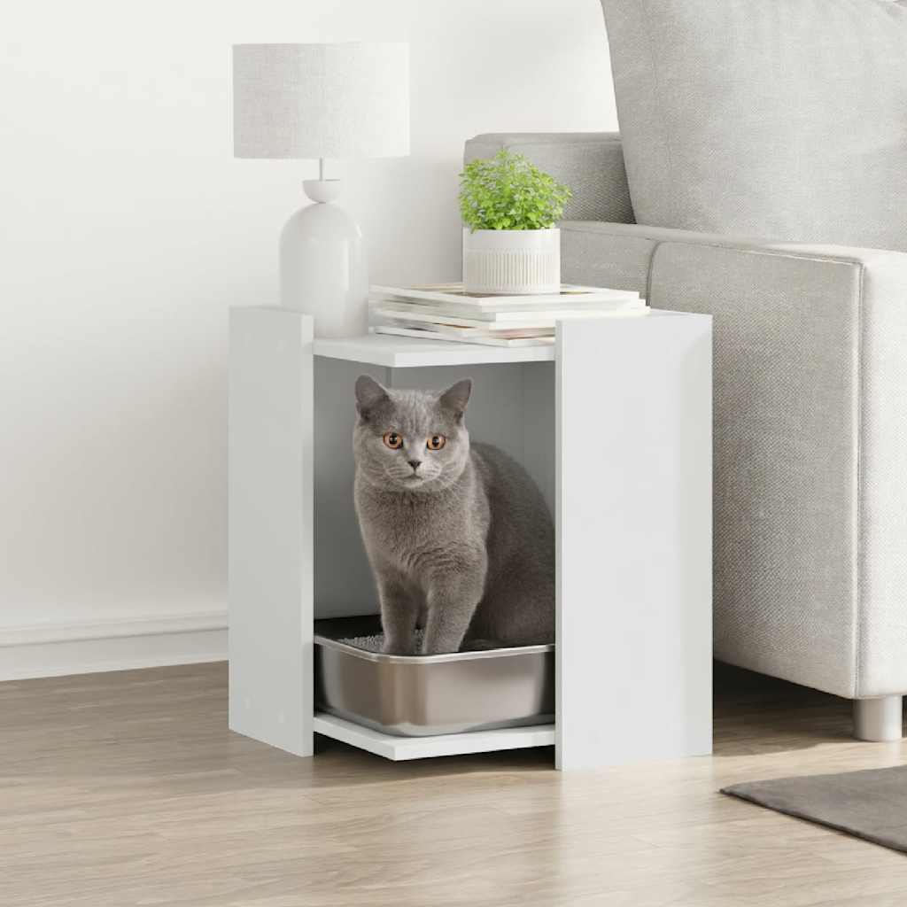 Vidaxl Kattenbakkast 42x42x51 cm verarbeitetes Holz weiß