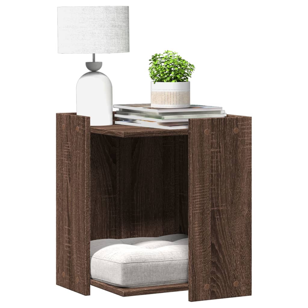 Vidaxl Kattenbakkast 42x42x51 cm geschnittene Holzbraune -Eichen