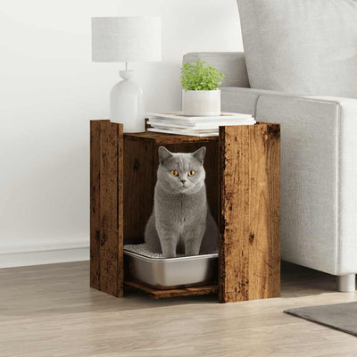 Vidaxl Kattenbakkast 42x42x51 cm verarbeitetes Holz altes Holzfarbe